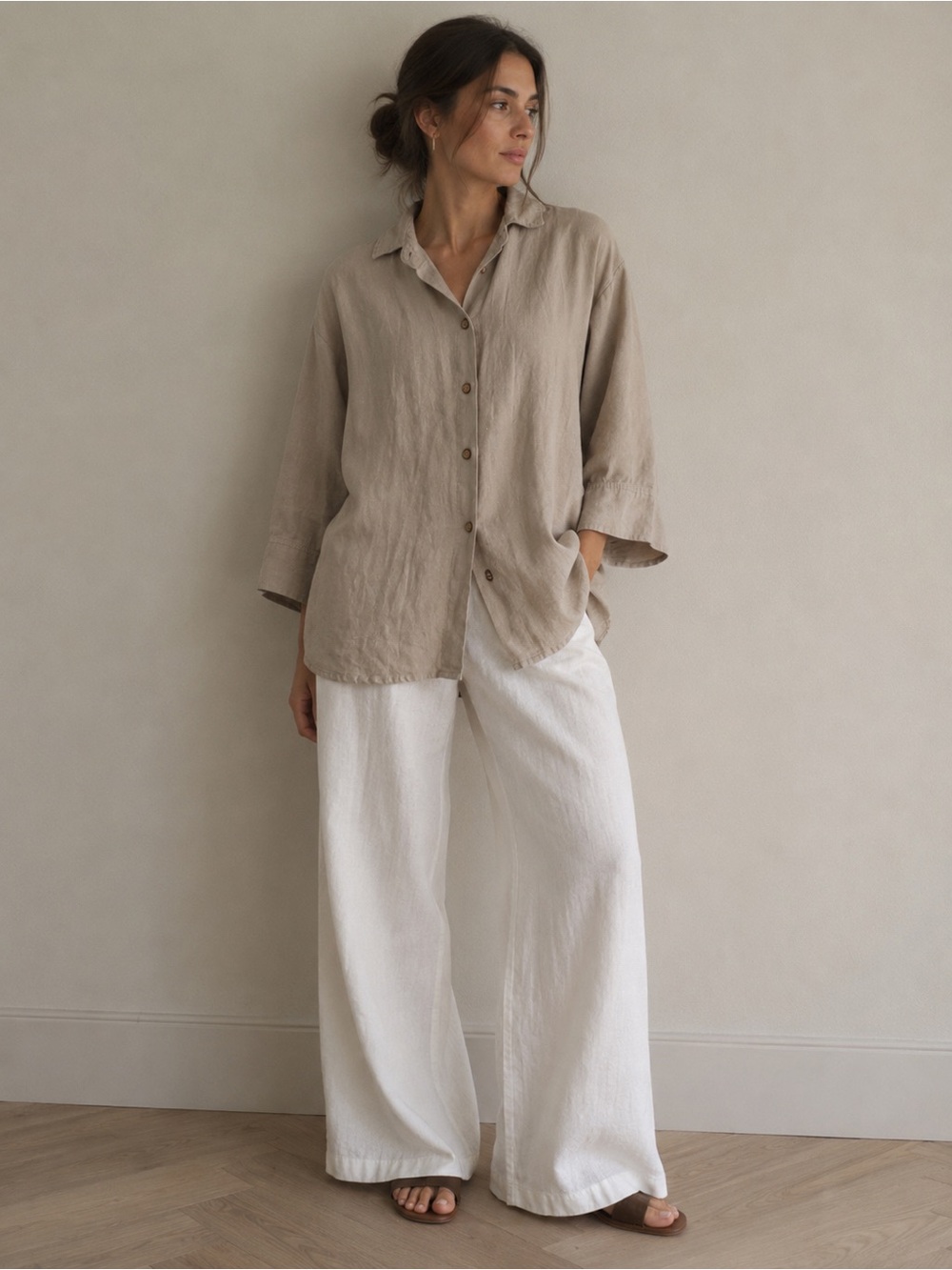 Itzyu Designs European Linen Oversized Button-Up Shirt | One Size